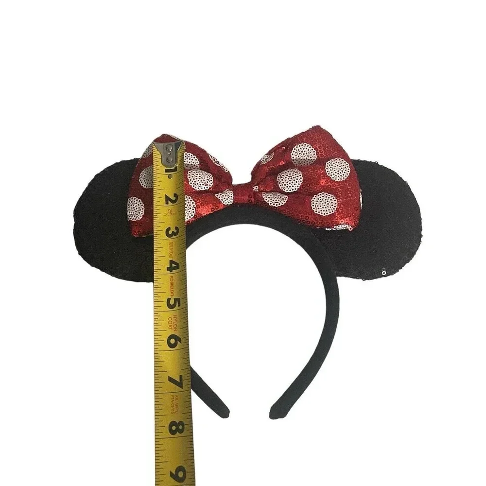 Disney Parks Minnie Mouse Classic Red Bow Black Ears Sequin Headband